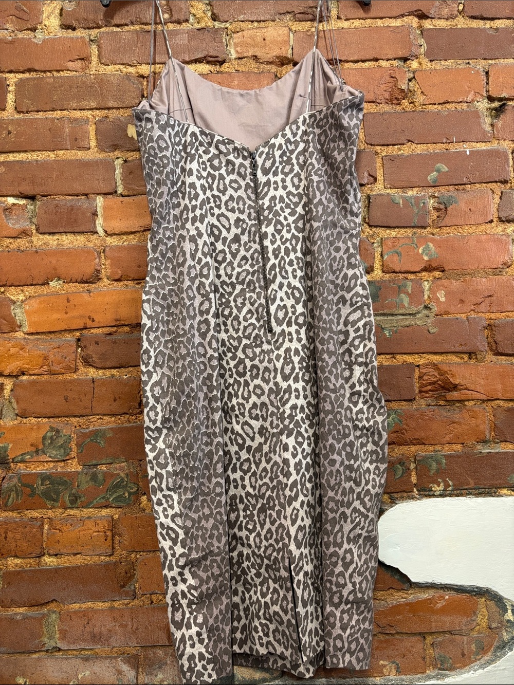 Rachel Roy taupe and gray cheetah print spaghetti strap dress size 10 - Picture 4 of 6